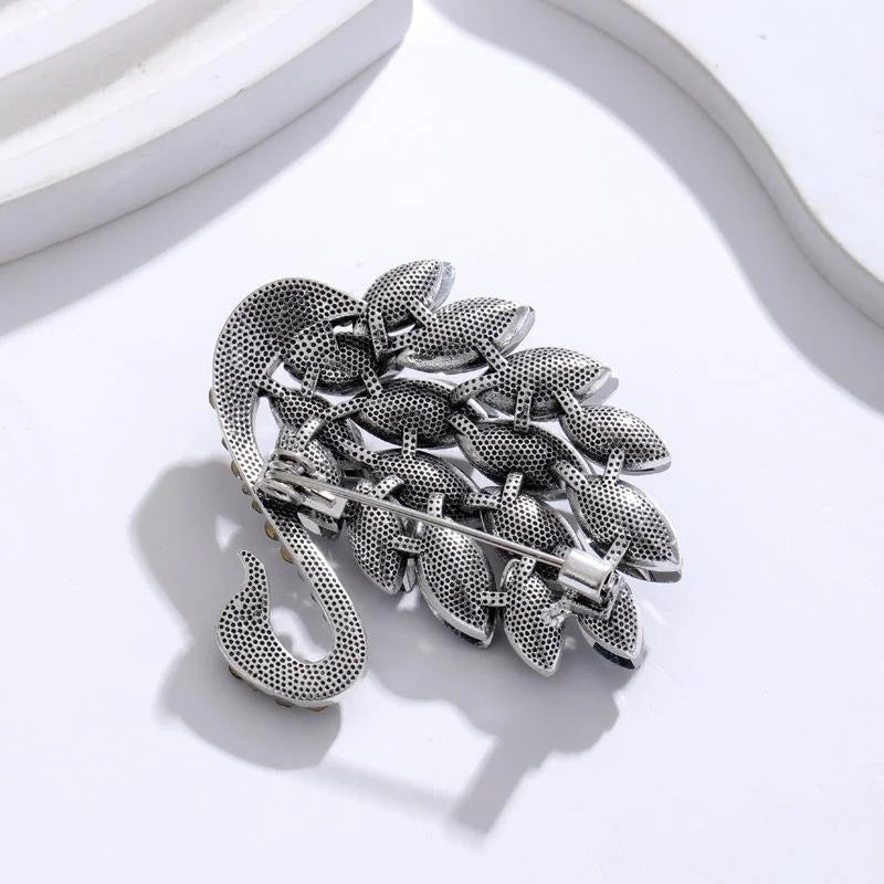 Elegant Crystal Rhinestone Swan Brooch With Marquise Stones, Luxury Lapel Pin Corsage Suit Accessory