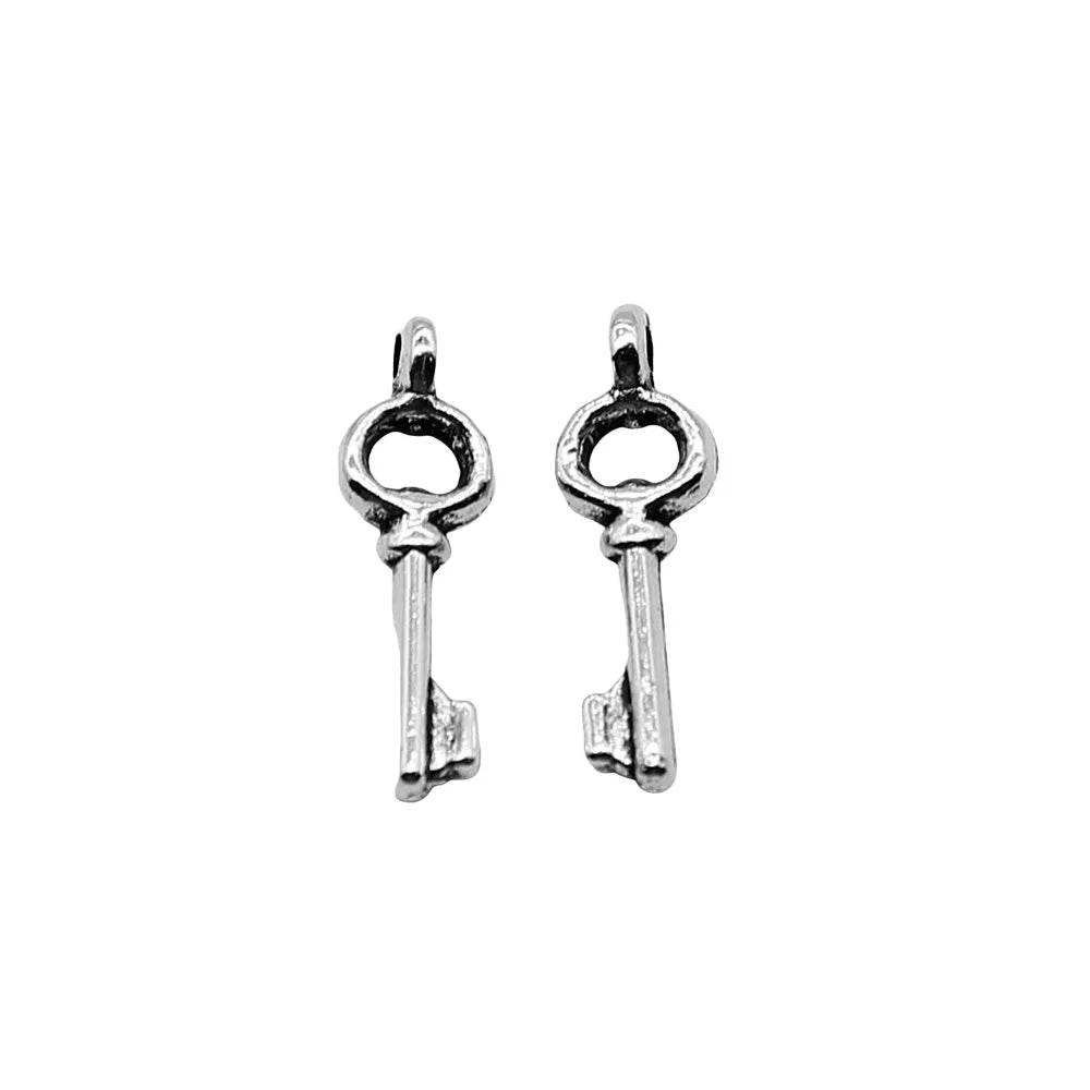 5x14mm 0.2g Antique Silver Zinc Alloy Key Charm Pendant for Mini DIY Bracelet Necklace Jewelry