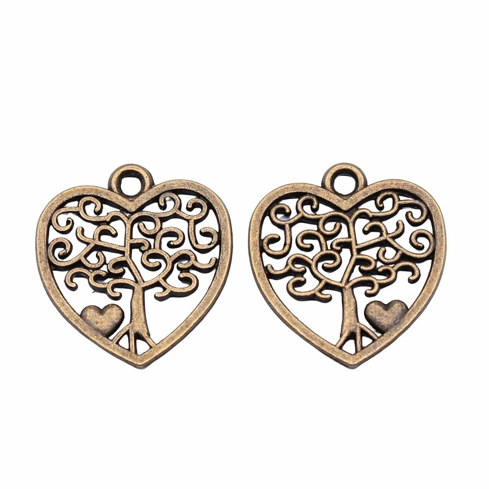 17x18mm 1.1g Multicolor Zinc Alloy Heart Tree charm pendant for DIY necklace bracelet making