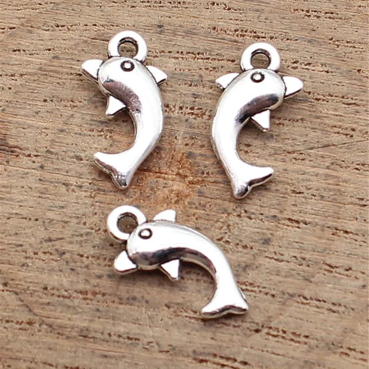 14x7.7mm 0.48g Antique Silver Zinc Alloy Small Dolphin Charm Pendant for DIY Bracelet Necklace Jewelry
