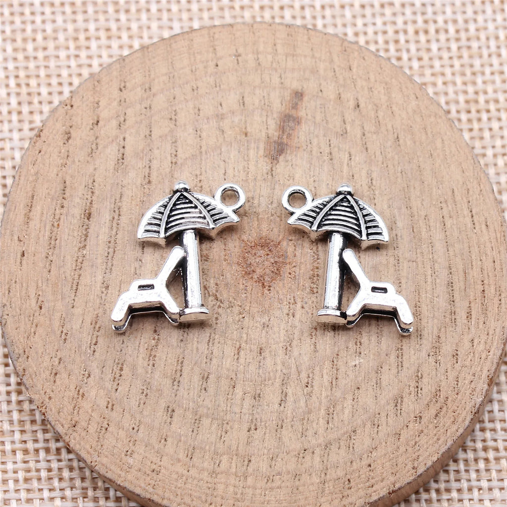 18x19mm 1.9g Antique Silver Zinc Alloy Beach Chair Charm Pendant for DIY Necklace Bracelet Making