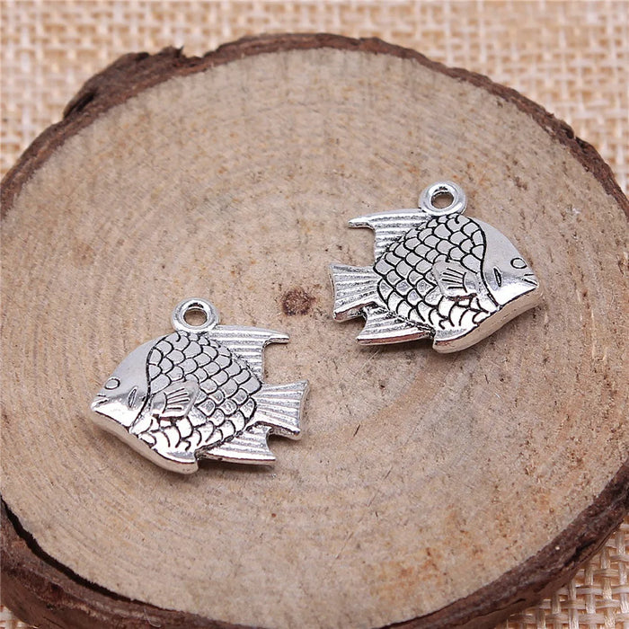 17x16mm 2.4g Antique Silver Zinc Alloy Fish Charm Pendant for DIY Necklace Bracelet Jewelry Making