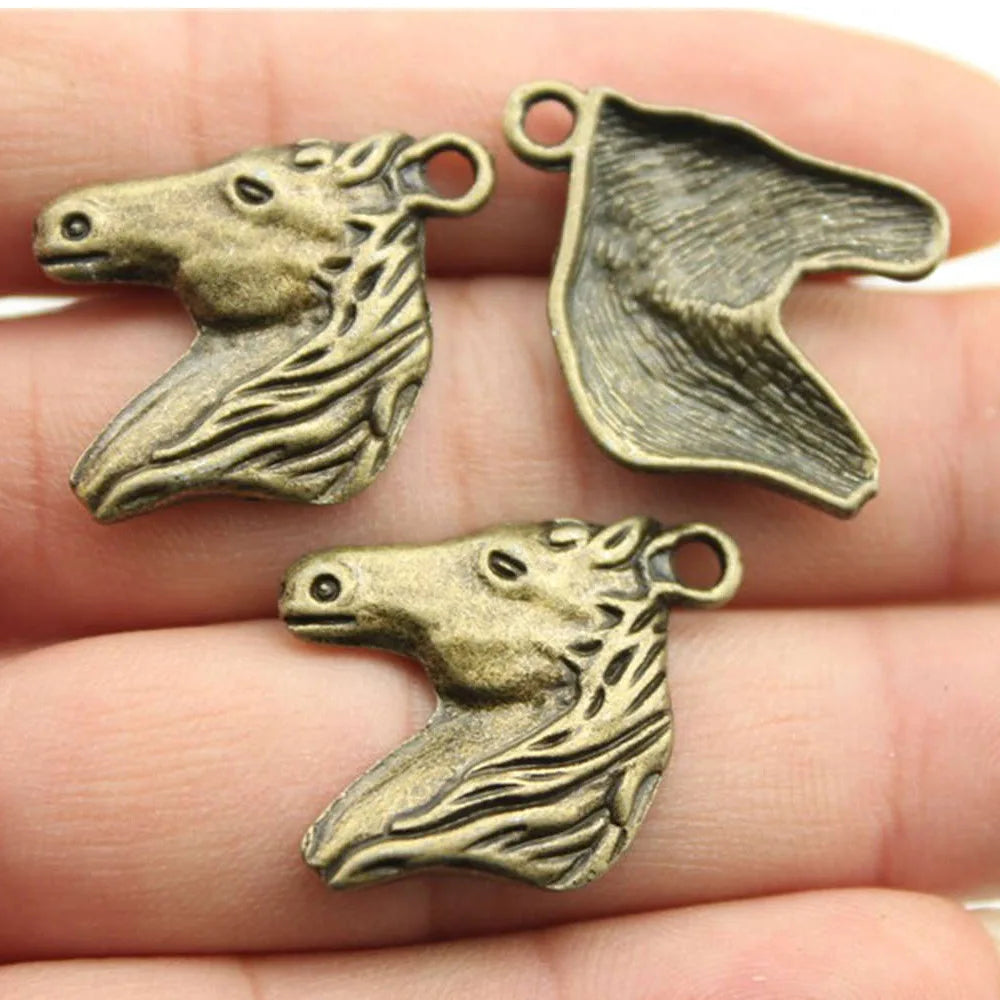 28x22mm 2.1g Multicolor Zinc Alloy Horse Head Charm Pendant for Necklace Bracelet Making