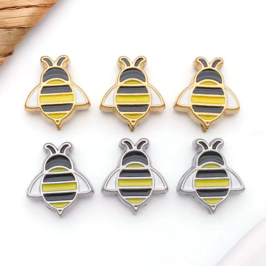 Enamel Stainless Steel Bee Spacer Beads for Bracelet Necklace Keychain DIY