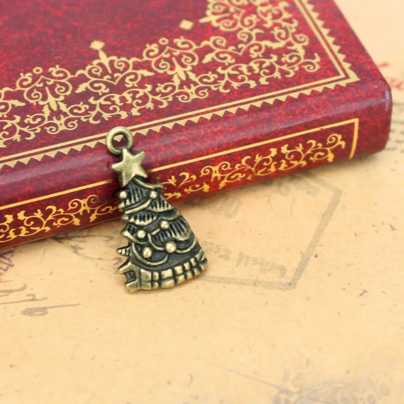 25x13MM Antique Silver Zinc Alloy Christmas Tree Charm Pendant for DIY Necklace Bracelet Jewelry Making