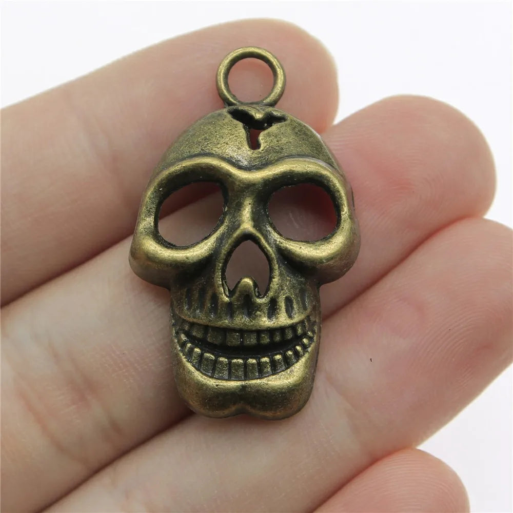 37x22mm 6.3g Multicolor Zinc Alloy Skull Charm Pendant for DIY Gothic Necklace Bracelet Making