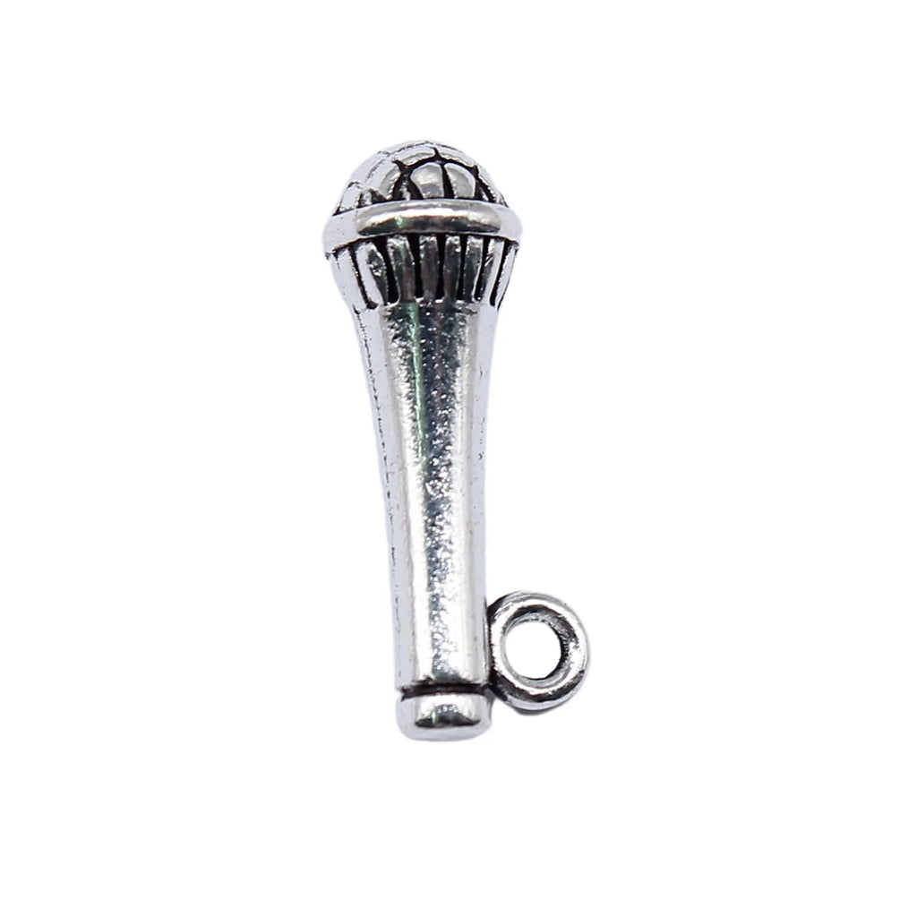 21x8mm 1.9g Antique Silver Zinc Alloy Microphone Charm Pendant for DIY Bracelet Necklace Making