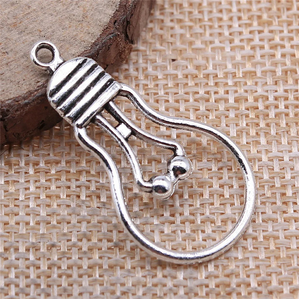 36x19mm 1.9g Antique Silver Zinc Alloy Incandescent Light Bulb Charm Pendant for DIY Jewelry