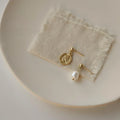 Gold Plated Freshwater Pearl Stud Earrings Handmade Asymmetric Baroque Portrait Design