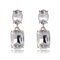 Vintage Emerald Green Crystal Geometric Drop Earrings Gold Tone Alloy Square Dangle Jewelry For Party Gift