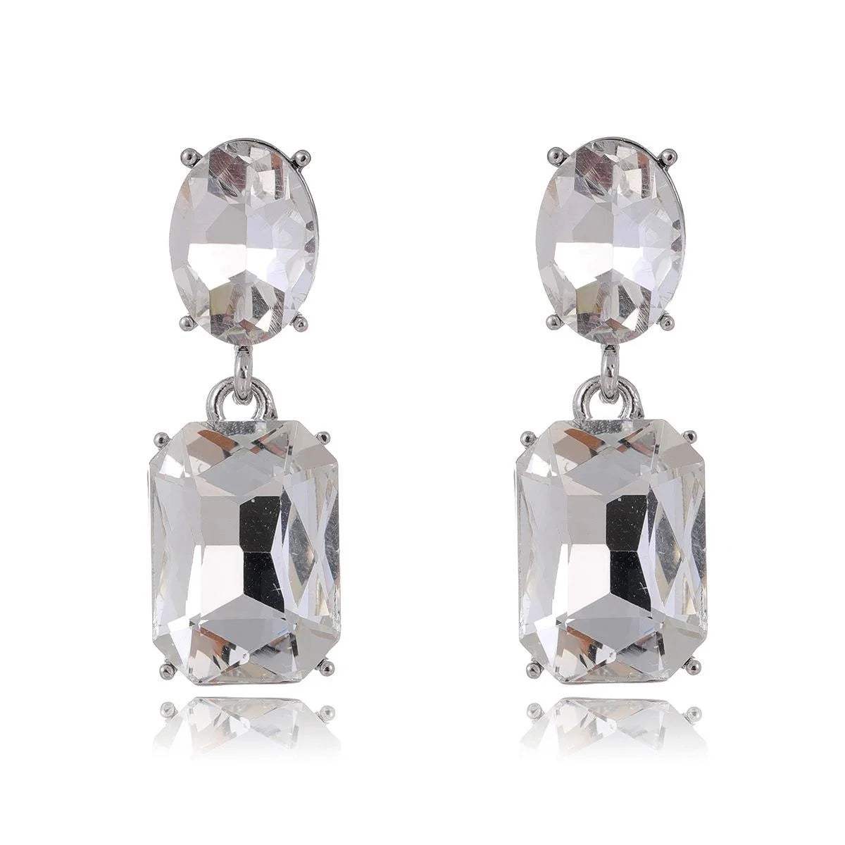 Vintage Emerald Green Crystal Geometric Drop Earrings Gold Tone Alloy Square Dangle Jewelry For Party Gift