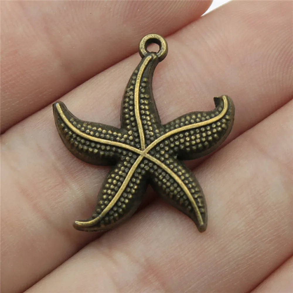 24mm 2.2g Multicolor Zinc Alloy Starfish Charm Pendant for DIY Ocean Theme Jewelry Making