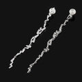 Elegant Trapezoid Crystal Rhinestone Tassel Long Drop Stud & Clip On No Piercing Wedding Earrings