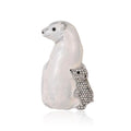 Cute Enamel Polar Bear And Cub Brooch With Rhinestones, Elegant Animal Lapel Pin Gift For Coat