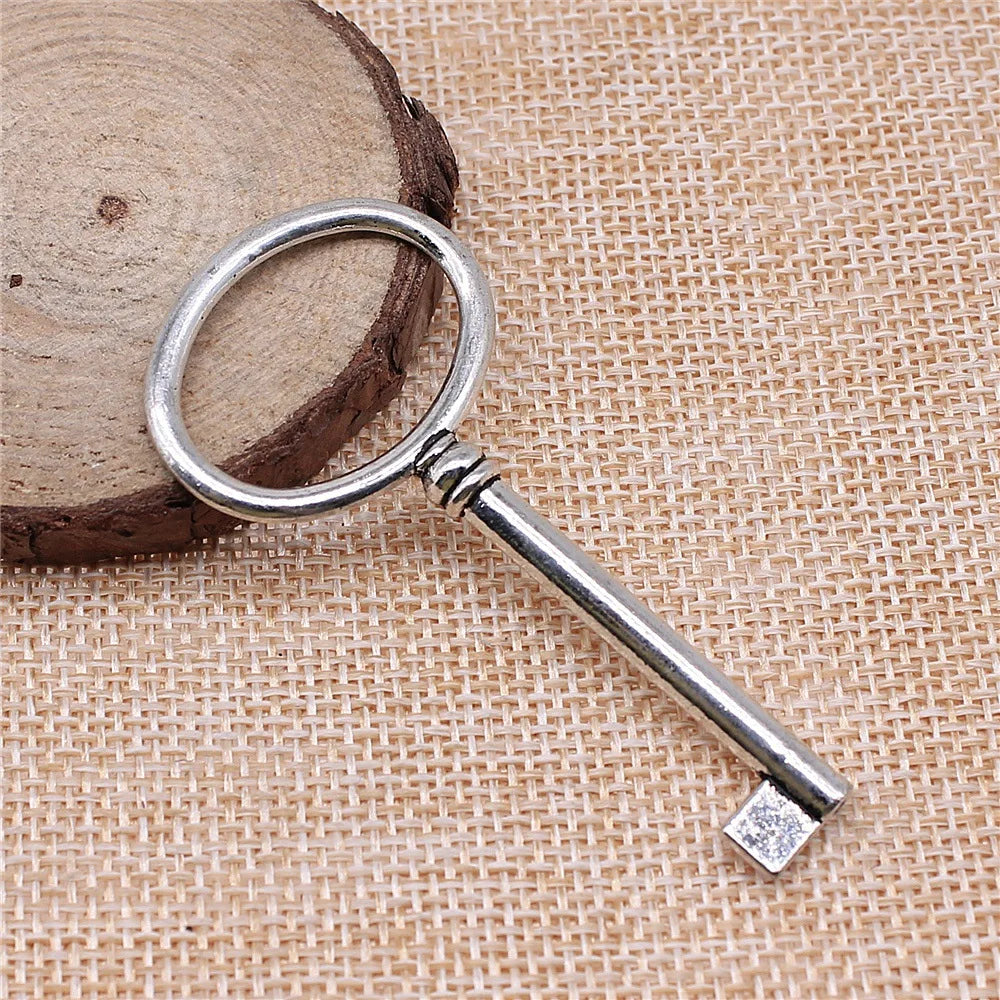 63x30mm 5.5g Antique Silver Zinc Alloy Key Charm Pendant for DIY Necklace Bracelet Jewelry Findings