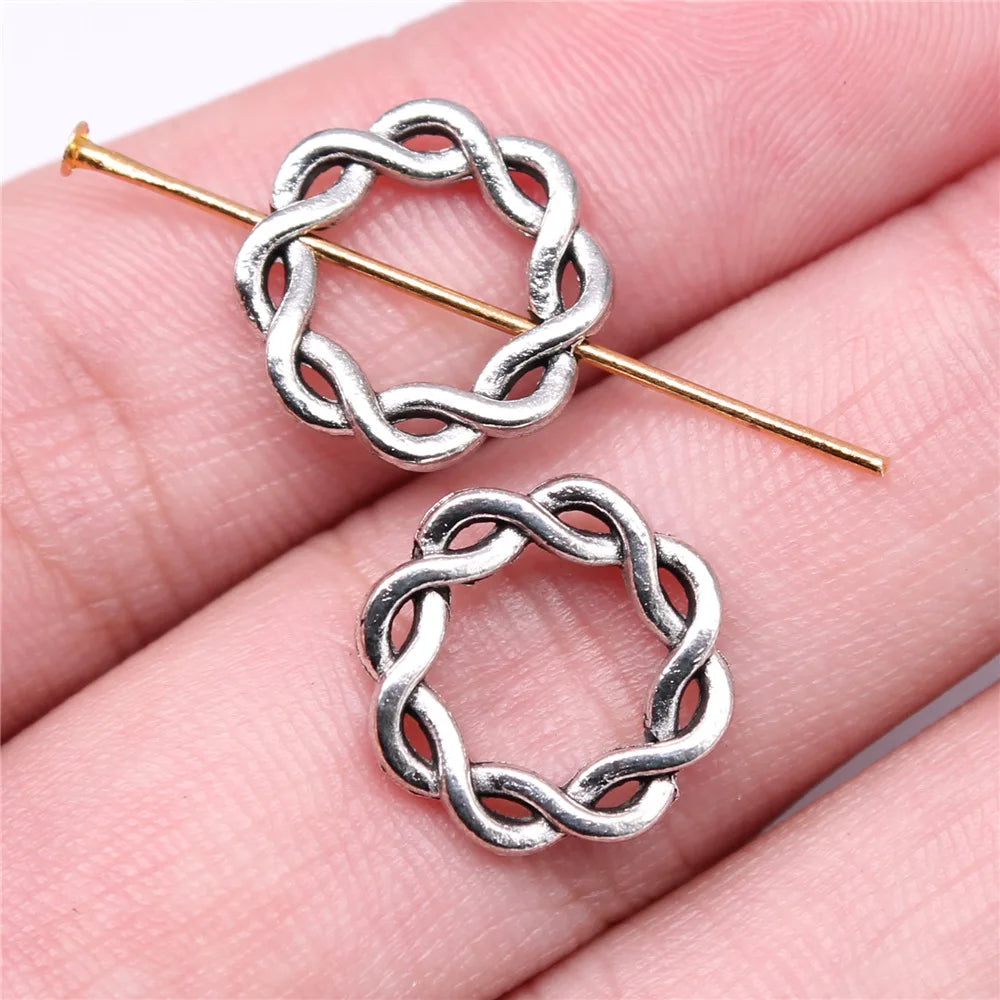 14x14mm 1.1g Multicolor Zinc Alloy Twisted Ring Charm Pendant for DIY Bracelet Necklace Making