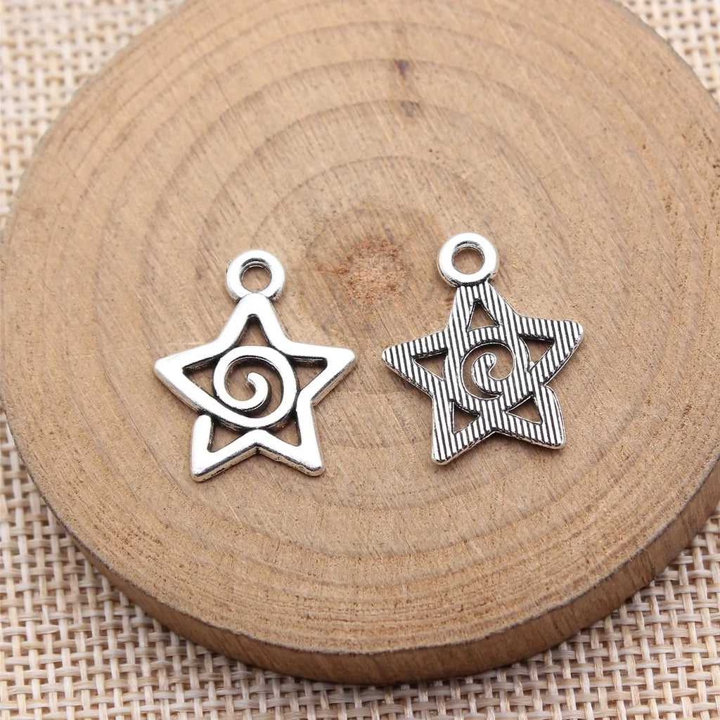 20x17mm 1.05g Multi-Color Zinc Alloy Swirl Star Charm Pendant for DIY Necklace Bracelet Jewelry Making