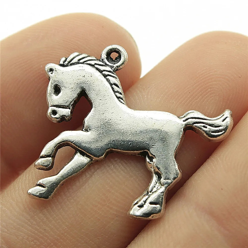 23x25mm 1.7g Antique Silver Zinc Alloy Pony Charm Pendant for DIY Necklace Bracelet Jewelry Making