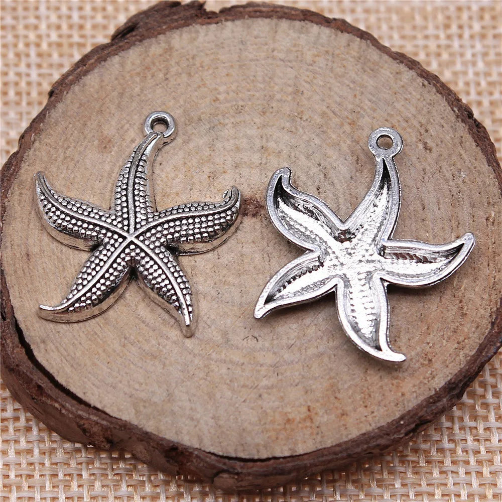 24mm 2.2g Multicolor Zinc Alloy Starfish Charm Pendant for DIY Ocean Theme Jewelry Making