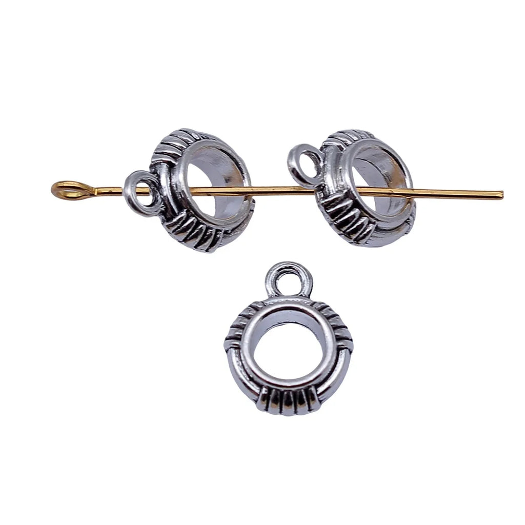 13x10x4.2mm 0.98g Antique Silver Zinc Alloy Three Way Bail Charm Pendant for Tassel Necklace DIY Jewelry Making