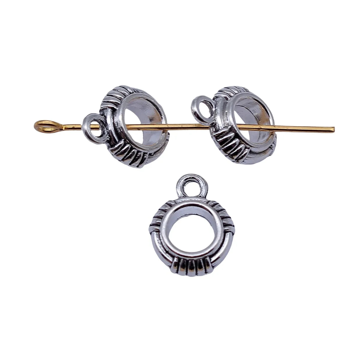 13x10x4.2mm 0.98g Antique Silver Zinc Alloy Three Way Bail Charm Pendant for Tassel Necklace DIY Jewelry Making