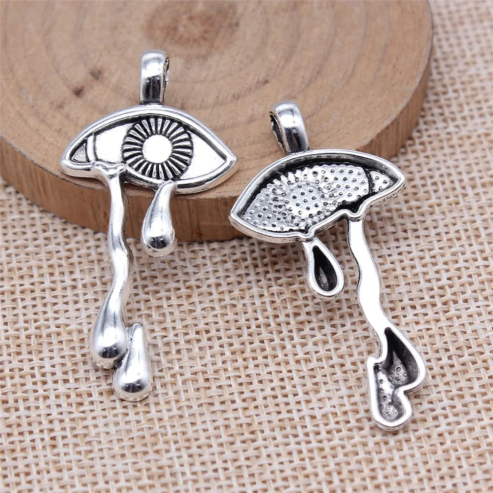 24x37mm 3.8g Antique Silver Zinc Alloy Crying Eye Charm Pendant for DIY Necklace Jewelry Making