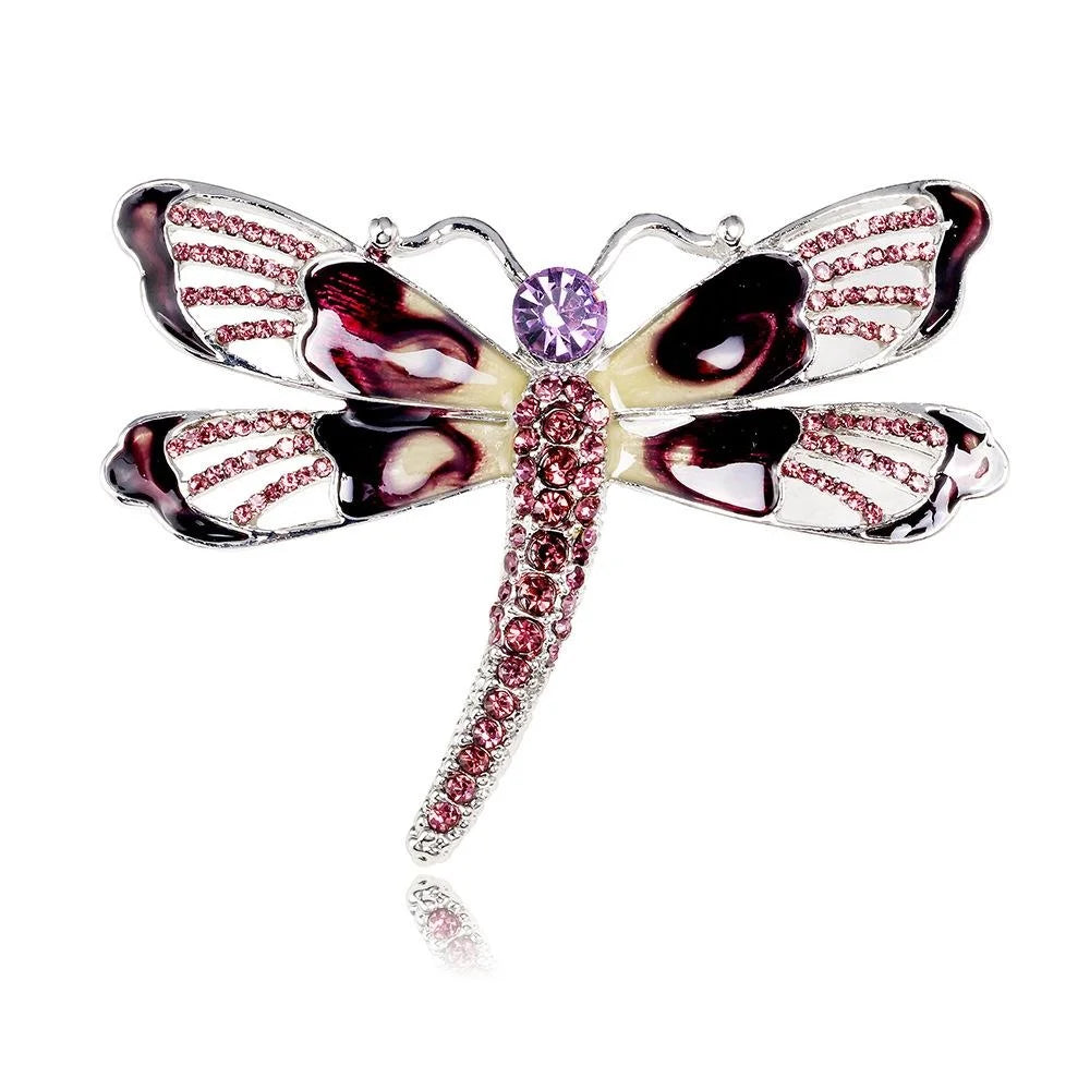 Elegant Blue Enamel Dragonfly Alloy Brooch With Rhinestones, Luxury Lapel Pin Corsage Suit Accessory Gift