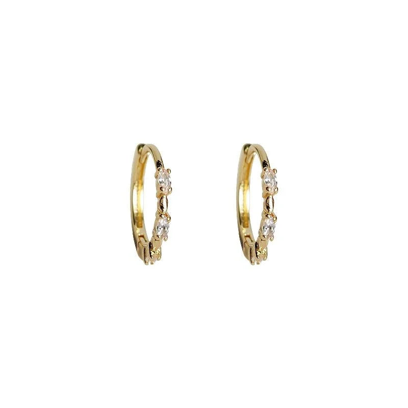 14K Gold Plated Copper Zircon Geometric Round Drop Earrings Minimalist Luxury