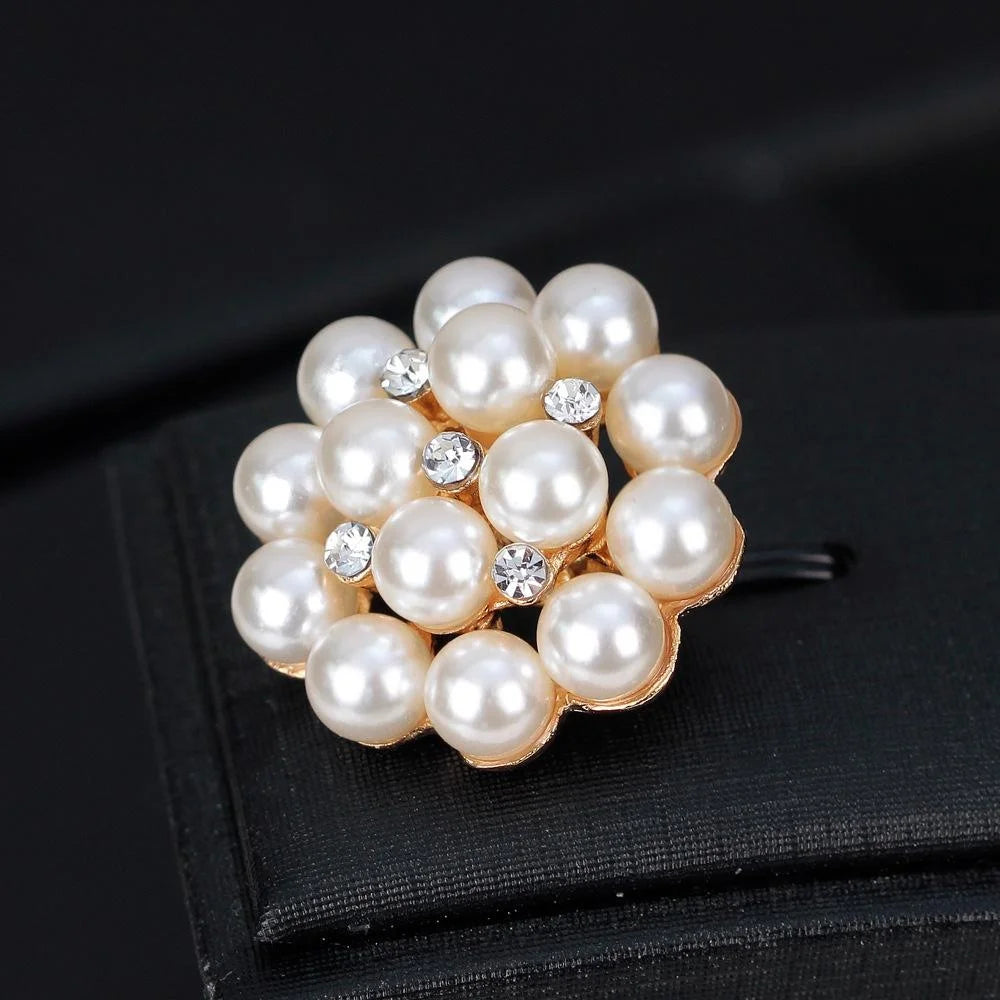 Elegant Mini Pearl Cluster Rhinestone Flower Brooch For Women, Lapel Pin Corsage Suit Accessory Gift
