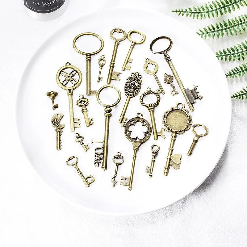 Zinc Alloy Double Sided Key Charm Pendant for DIY Necklace Bracelet Jewelry Making