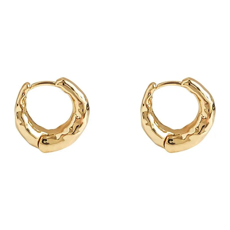 18K Gold Plated Copper Geometric Round Drop Earrings, Light Luxury Tarnish Resistant Jewelry