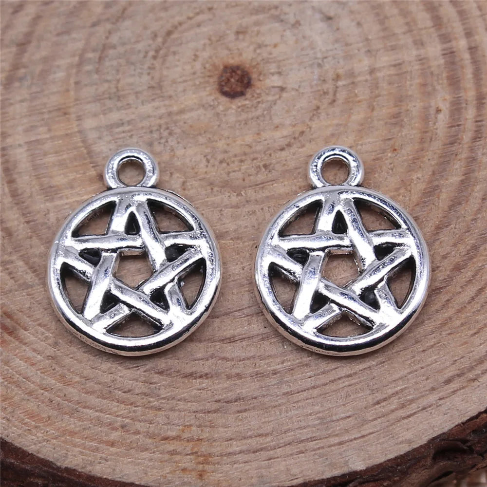 16x12mm 1g Antique Silver Zinc Alloy Five Point Star Charm Pendant for DIY Jewelry Making