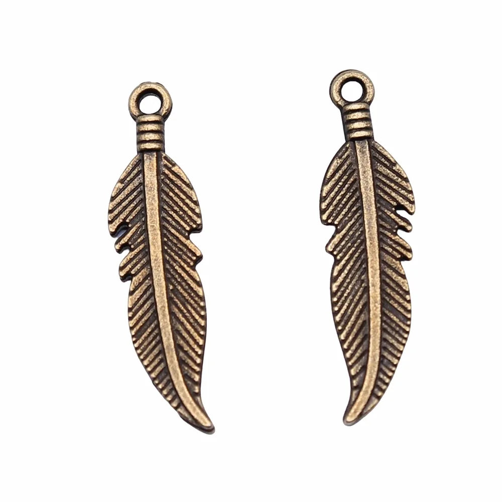 25x6mm 0.7g Multicolor Zinc Alloy Feather Charm Pendant for DIY Earring Bracelet Making