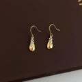 Light Luxury Copper Zircon Micro Pave Geometric Waterdrop Tassel Drop Earrings