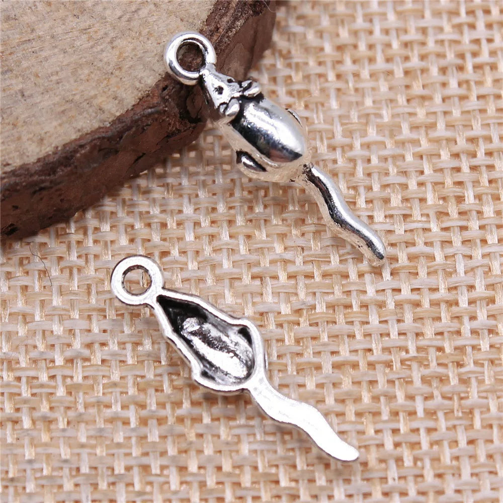 24x6mm 0.6g Multicolor Zinc Alloy Mouse charm pendant for earrings bracelet DIY jewelry making