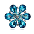 Elegant Blue Rhinestone Crystal 3D Flower Brooch, Luxury Alloy Lapel Pin Corsage For Coats And Shirts
