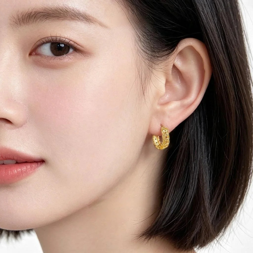 High-End Geometric Round Coin Copper Drop Earrings For Women Fashion Jewelry