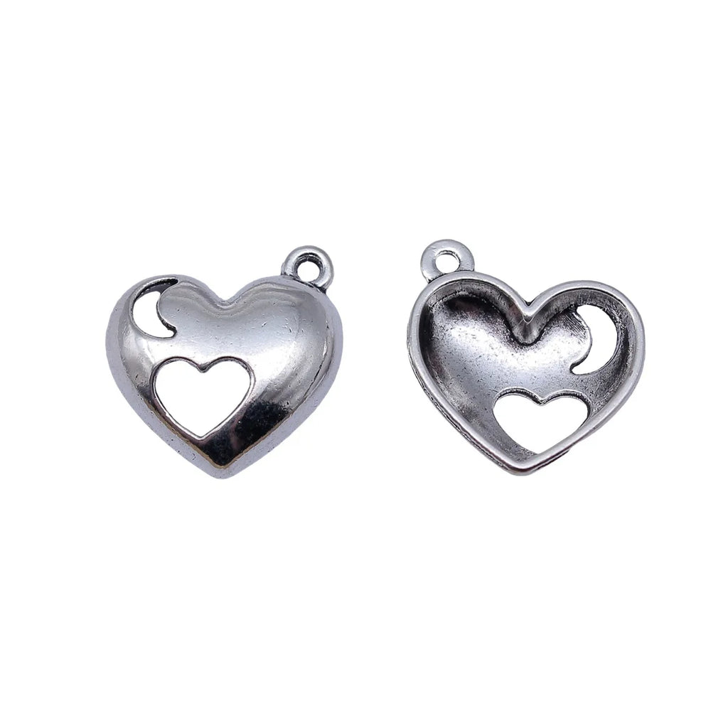 20x19mm 1.9g Antique Silver Zinc Alloy Moon Heart Charm Pendant for DIY Bracelet Necklace Jewelry