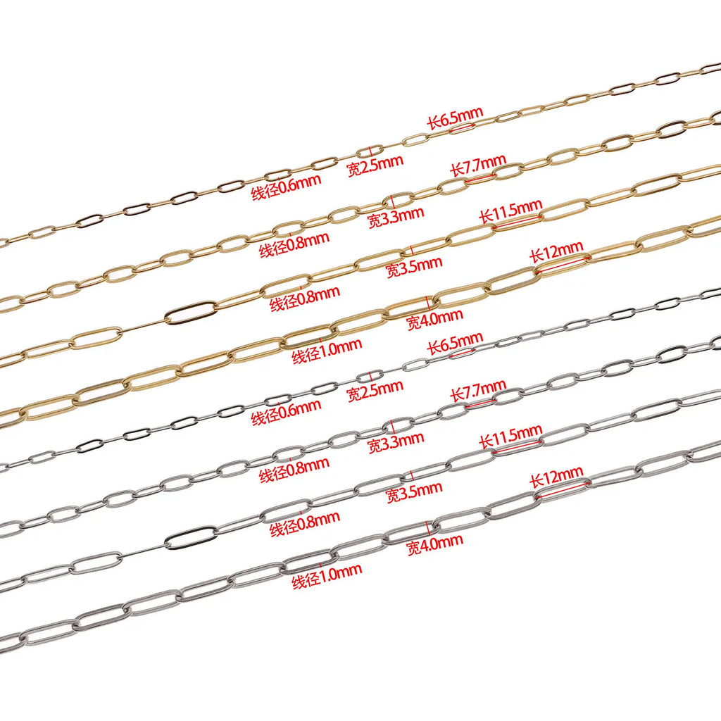 Stainless Steel Flattened O Link Extension Chain for DIY Necklace Bracelet Jewelry Ends