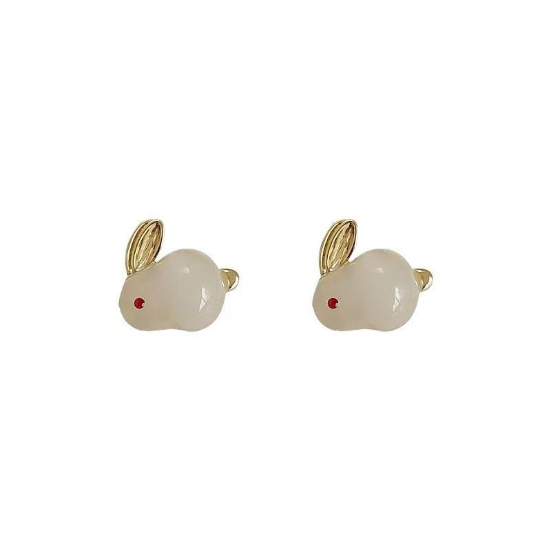 Cute Korean Style Rabbit Drop Earrings 14K Plated Copper Sweet Animal Jewelry For Women