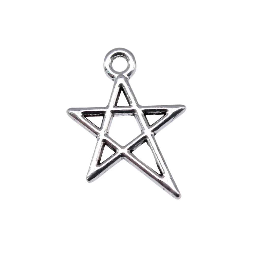 18x13mm 0.45g Antique Silver Zinc Alloy Irregular Five Point Star Charm Pendant for DIY Jewelry Making