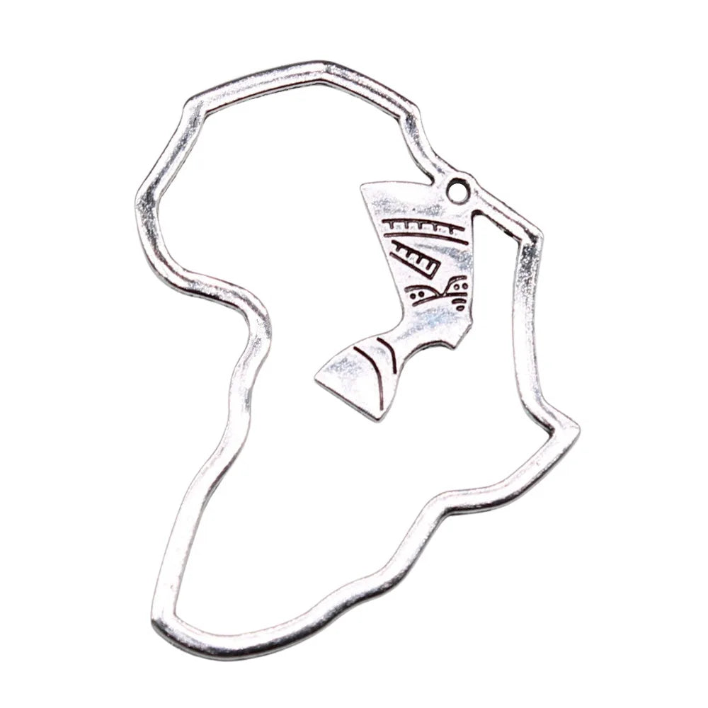 52x39mm 3.81g Antique Silver Finish Zinc Alloy Ancient Egyptian Pharaoh Pharaoh Head Charm Pendant for DIY Jewelry