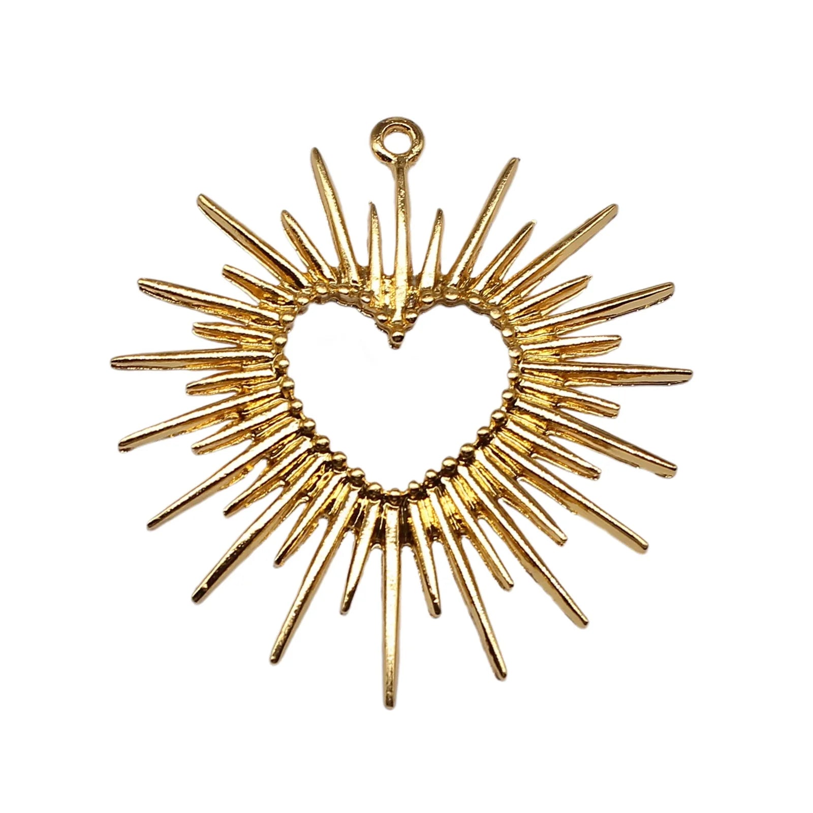 44x43mm 5.1g Gold Zinc Alloy Radiant Heart Charm Pendant for DIY Necklace Jewelry Making