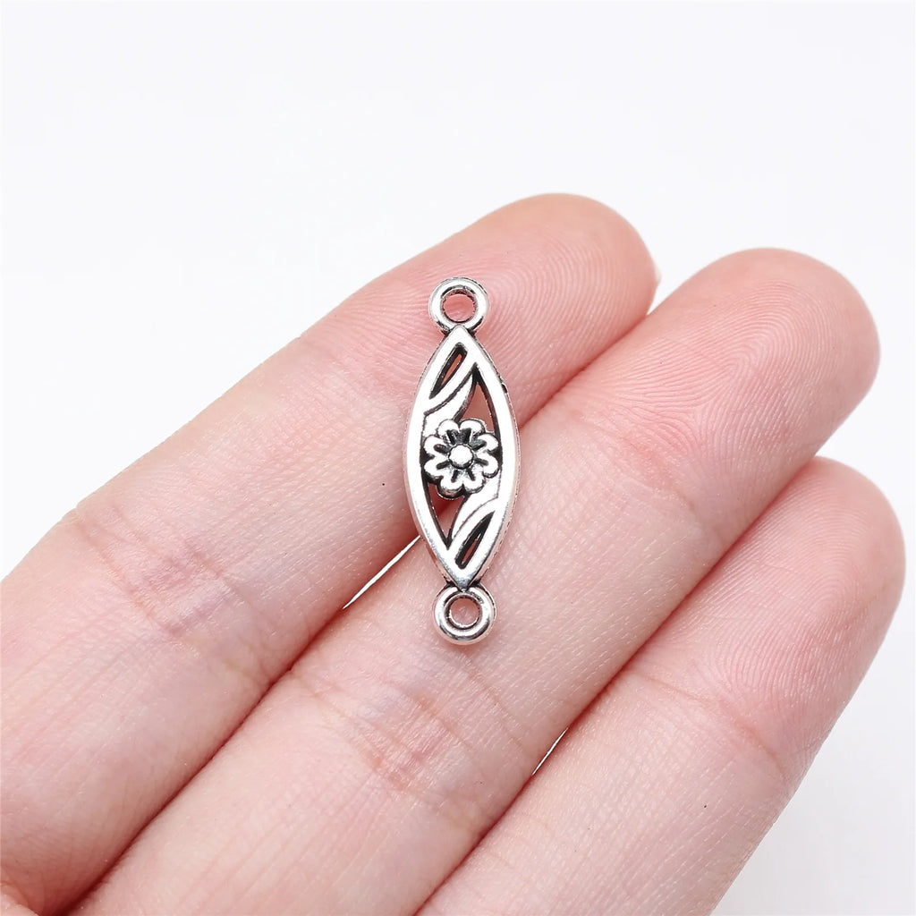 24x7mm 0.95g Multicolor Zinc Alloy Flower Connector Charm for DIY Bracelet Necklace Jewelry Making