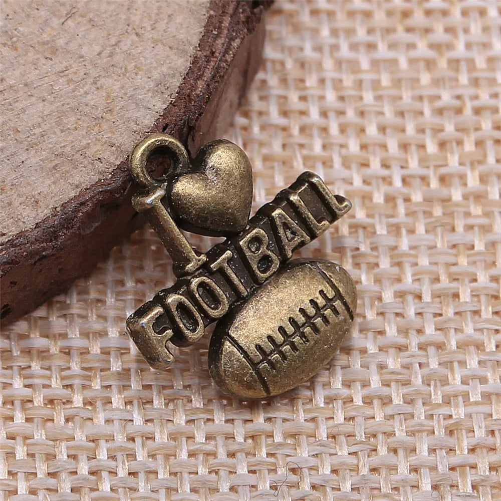 20x18mm 2g Multicolor Zinc Alloy I Love Soccer Charm Pendant for DIY Sports Jewelry Making