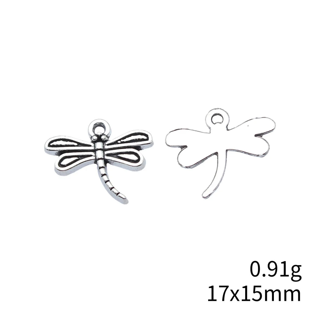 17x15mm 0.91g Antique Silver Zinc Alloy Dragonfly Charm Pendant for DIY Earring Bracelet Jewelry Making