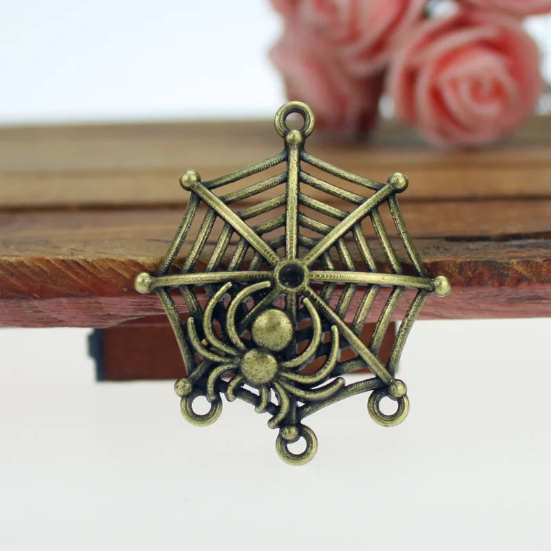 38x32MM Antique Silver Zinc Alloy Spider Web Charm Pendant for DIY Necklace Bracelet Jewelry Making