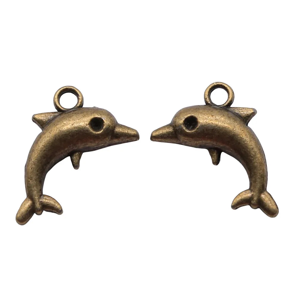 18x11mm 1.6g Multicolor Zinc Alloy Dolphin Charm Pendant for Ocean Theme Jewelry Making