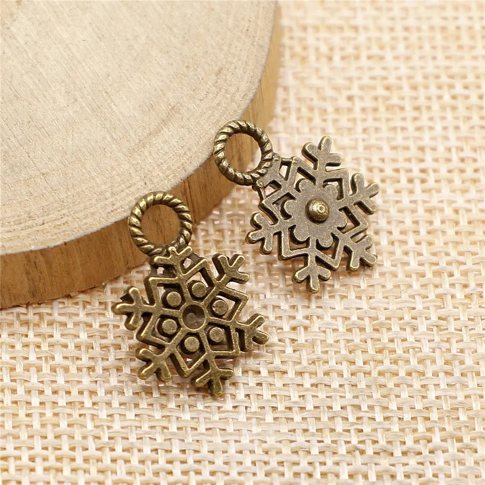 21x14mm 1.2g Multicolor Zinc Alloy Snowflake Charm Pendant for DIY Christmas Jewelry Making