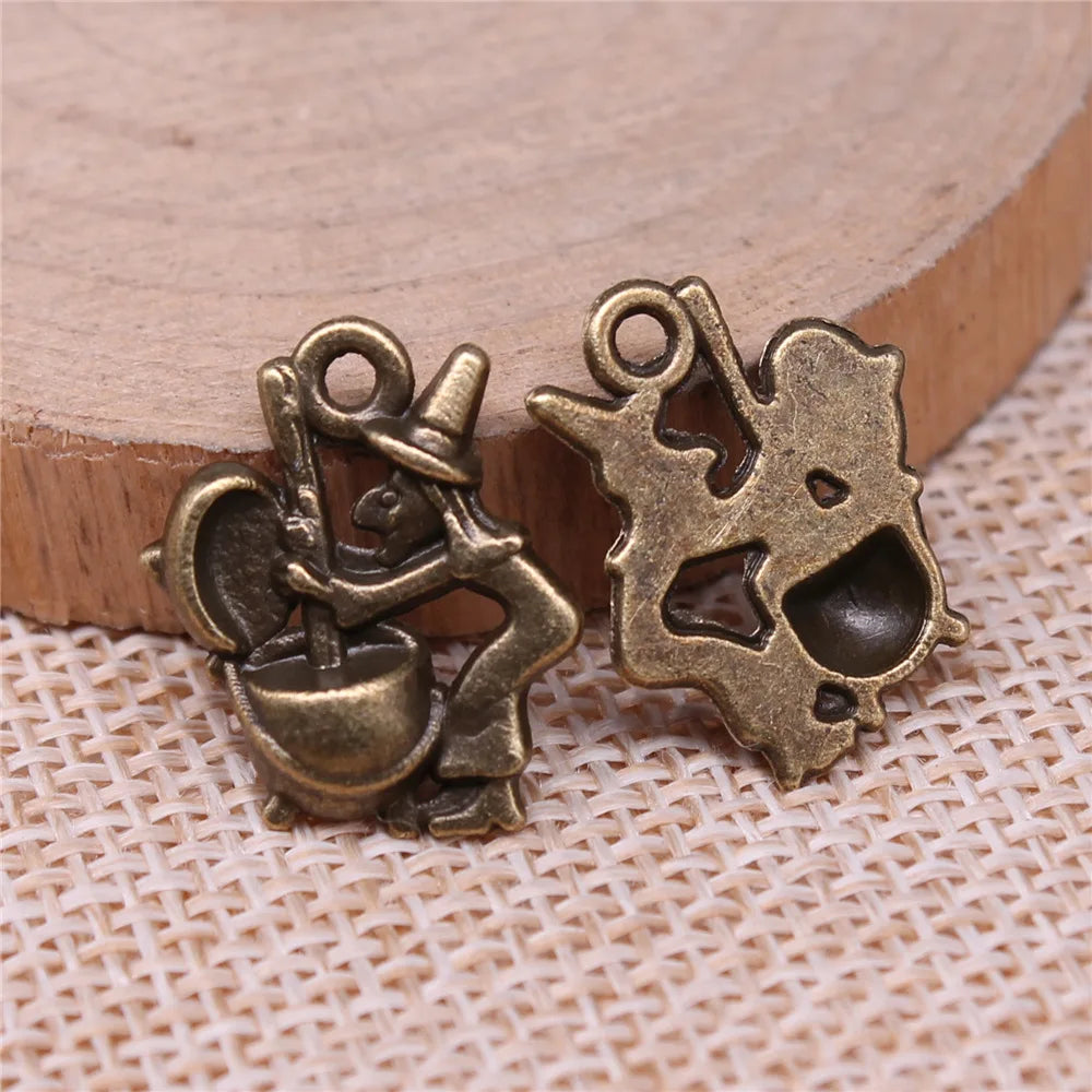 17x14mm 1.3g Multicolor Zinc Alloy Witch Grinding Medicine Charm Pendant for DIY Jewelry Making